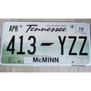 Tennessee License Plate Issue 2006 Rolling Mountains McMinn County 413 YZZ